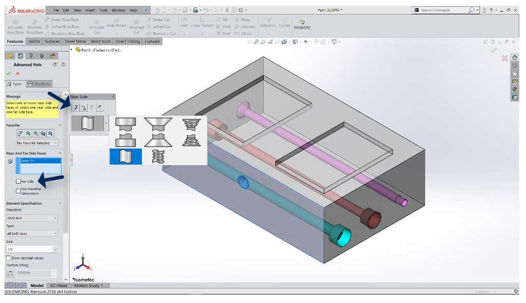 solidworks hole wizard settings